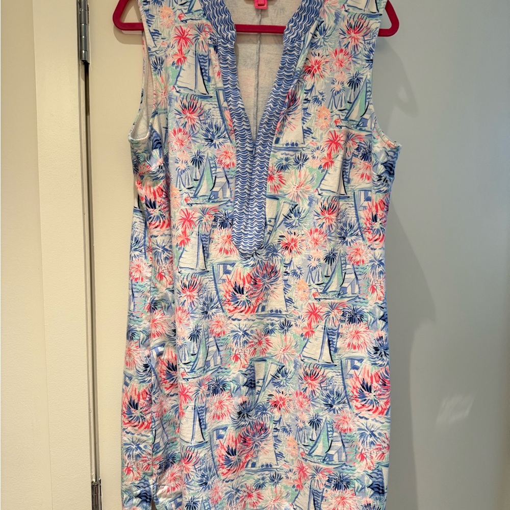 Lilly Pulitzer XL Harper stretchy shift Dress in “shining sea”